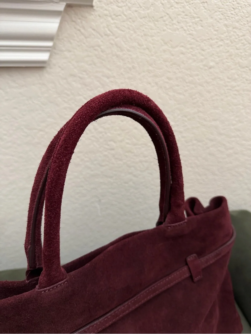 Elegant Italian Boutique Suede Tote Bag in Deep Burgundy